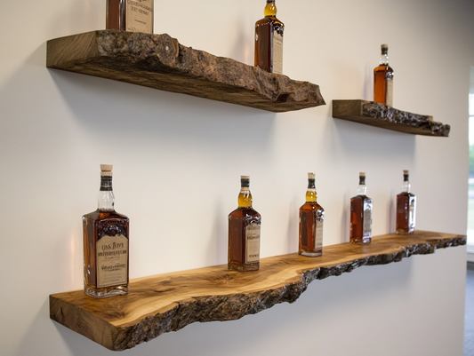 Live edged oak floating shelves