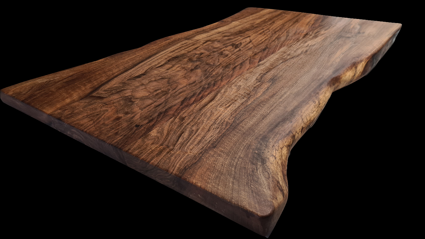 Table basse en noyer à bord vivant – Design artisanal français, personnalisable - Bois et Bonheur