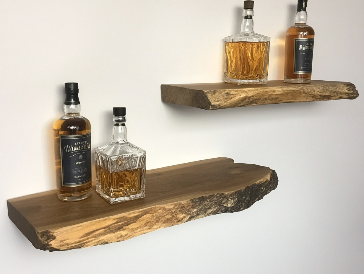 Étagères flottantes en chêne à bords vivants: 40mm X 240mm X 600mm - Bois et Bonheur