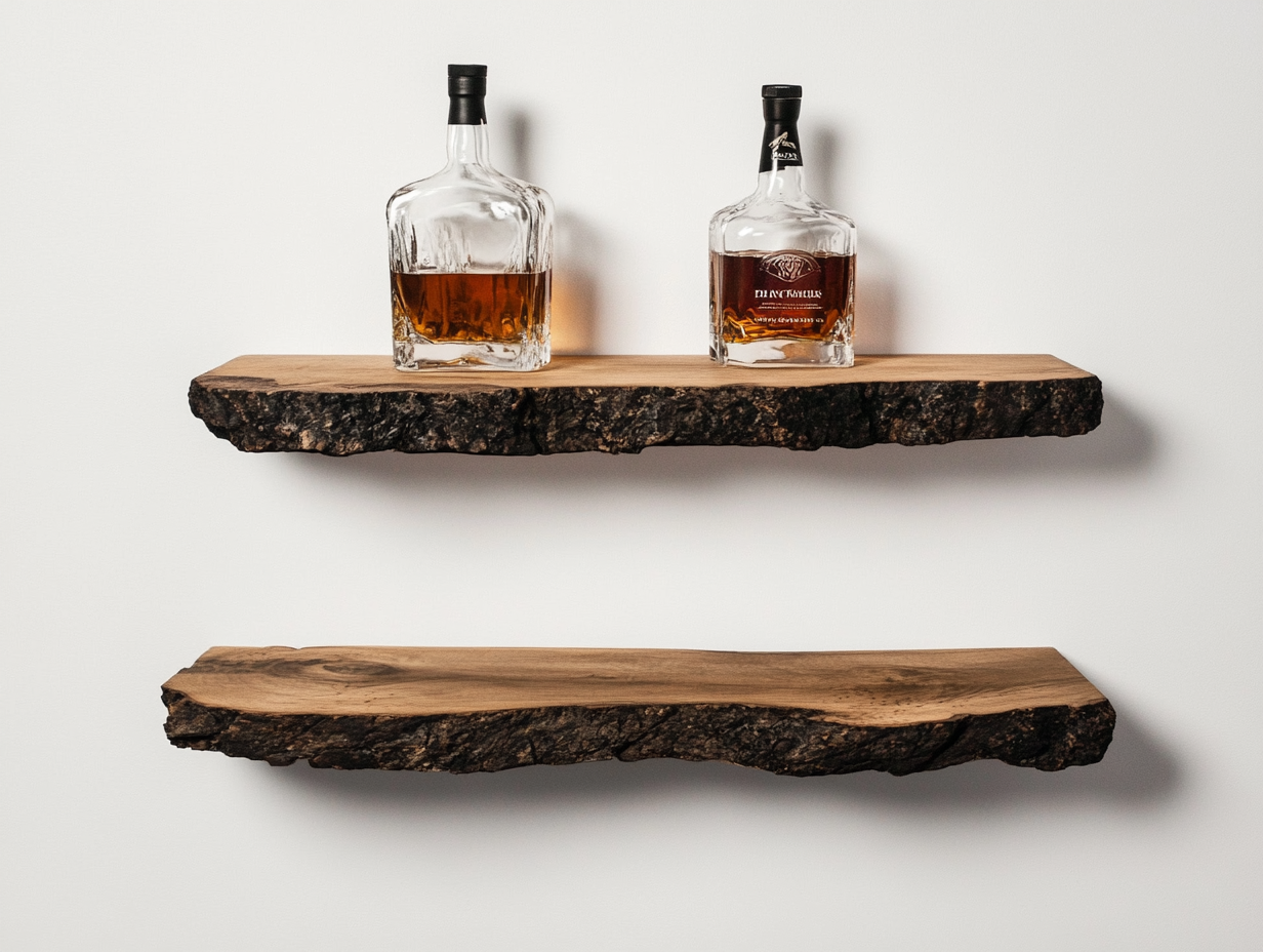 Étagères flottantes en chêne à bords vivants: 40mm X 240mm X 600mm - Bois et Bonheur