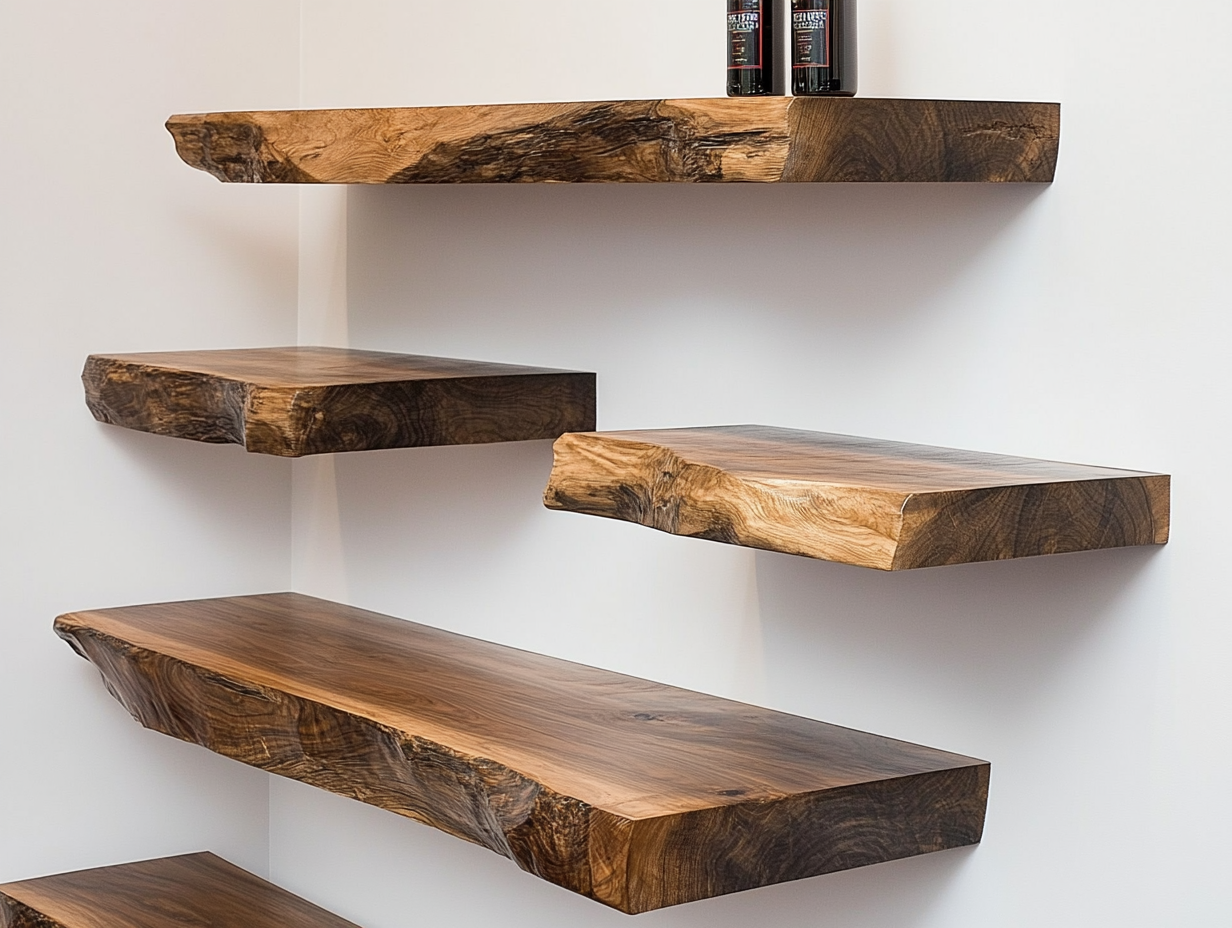 Étagères flottantes en chêne à bords vivants: 40mm X 240mm X 1100mm - Bois et Bonheur